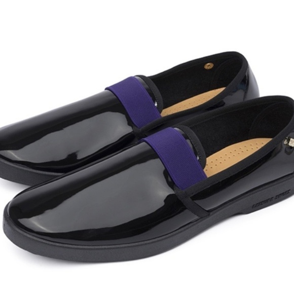 RIVIERAS Men’s Black Vinyl Smoking Noir Violet Banded Shoes 42/9 NIB - Picture 1 of 8